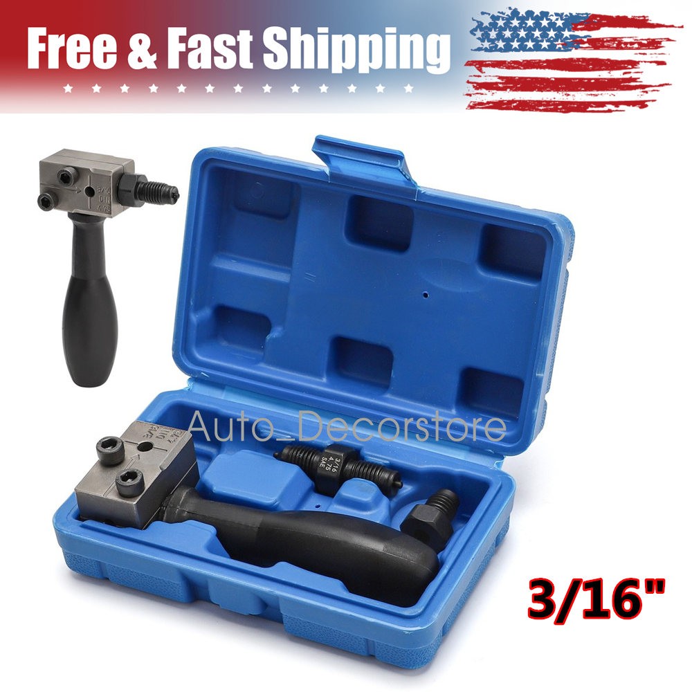 3/16″ Car Brake Line Double Flaring Kit 45° Handheld Pipe Flares Tool w/ Storage