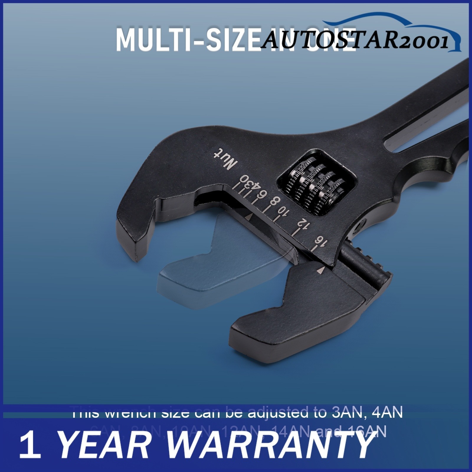 Black 3AN-16AN Adjustable Wrench Tool Spanner Aluminum For Hose End Fitting