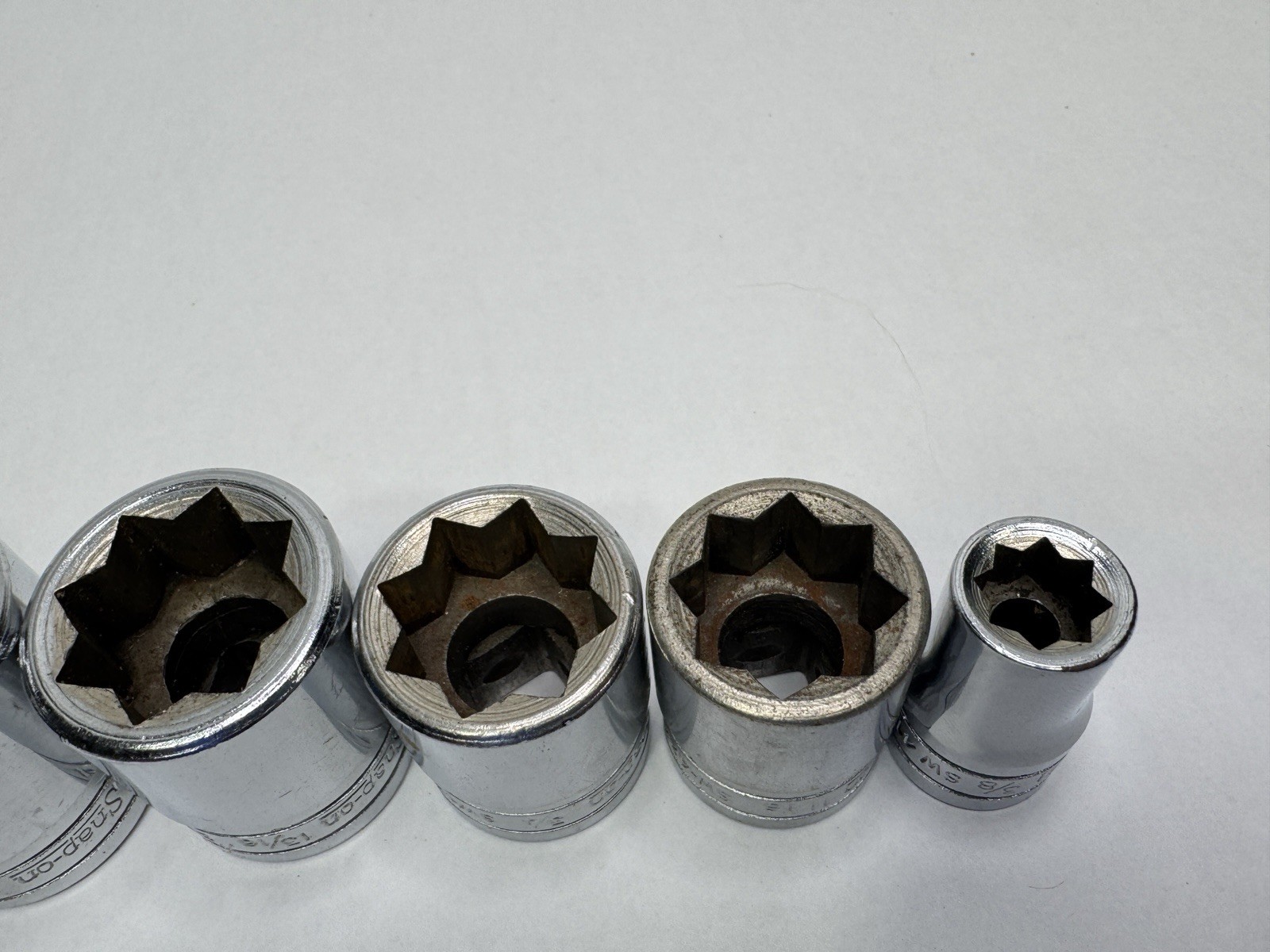 Vintage Snap-on 1/2” Drive 8 Point SAE Socket Lot 7 USA 3/8”-1” SW Series SQUARE