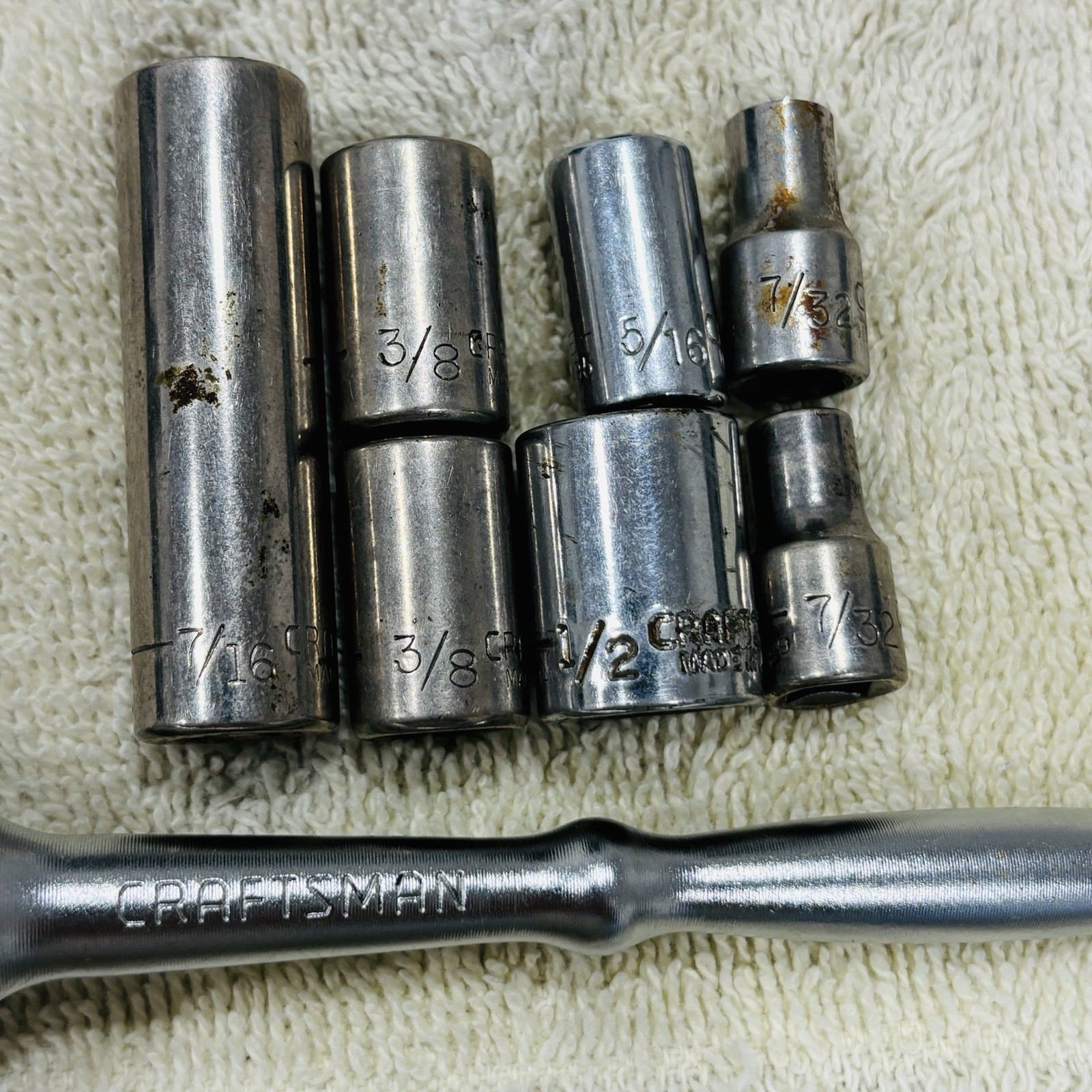 Craftsman Socket Set Deep 1/4” 3/8” 1/2” Assorted Speed Wrench Mechanic Vtg