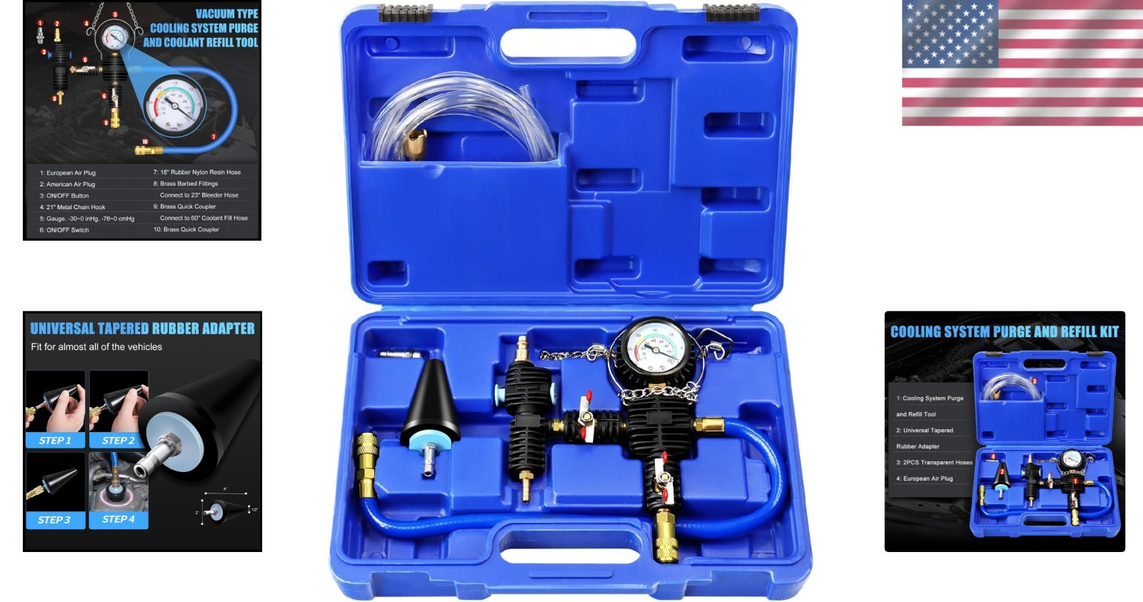 Universal Automotive Vacuum Filler & Radiator Purge Kit with Durable Accessories