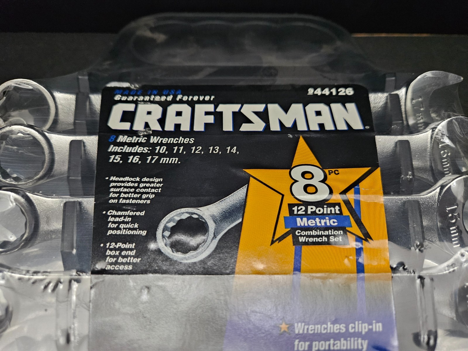 CRAFTSMAN #944126 8 PC 12 PT METRIC 10MM-17MM COMBO WRENCH SET USA (TL2448)