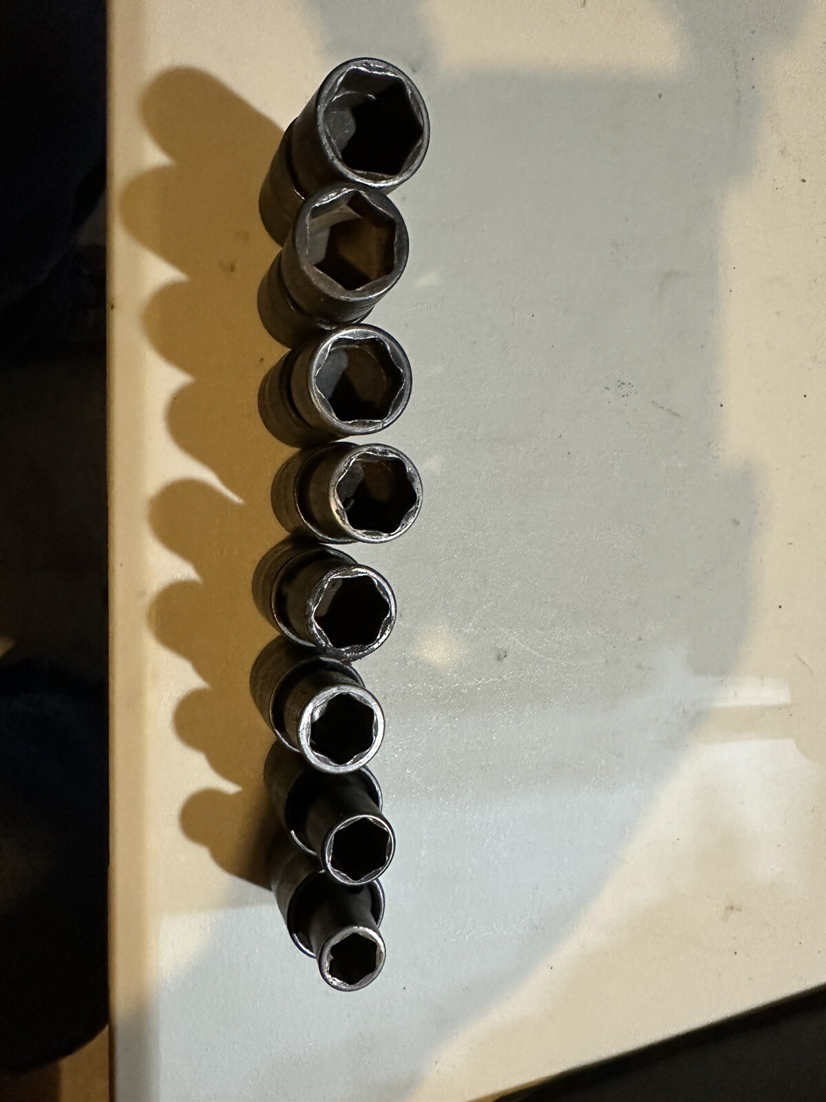 Snap On 8 pc 3/8″ Metric Flank Drive Shallow Impact Swivel Socket Set – Used