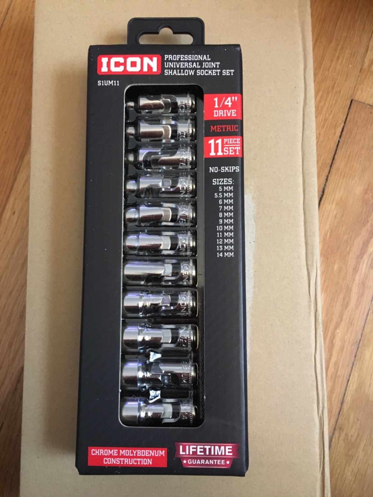 ICON S1UM11 11 PIECE METRIC UNIVERSAL JOINT SHALLOW SOCKT SET