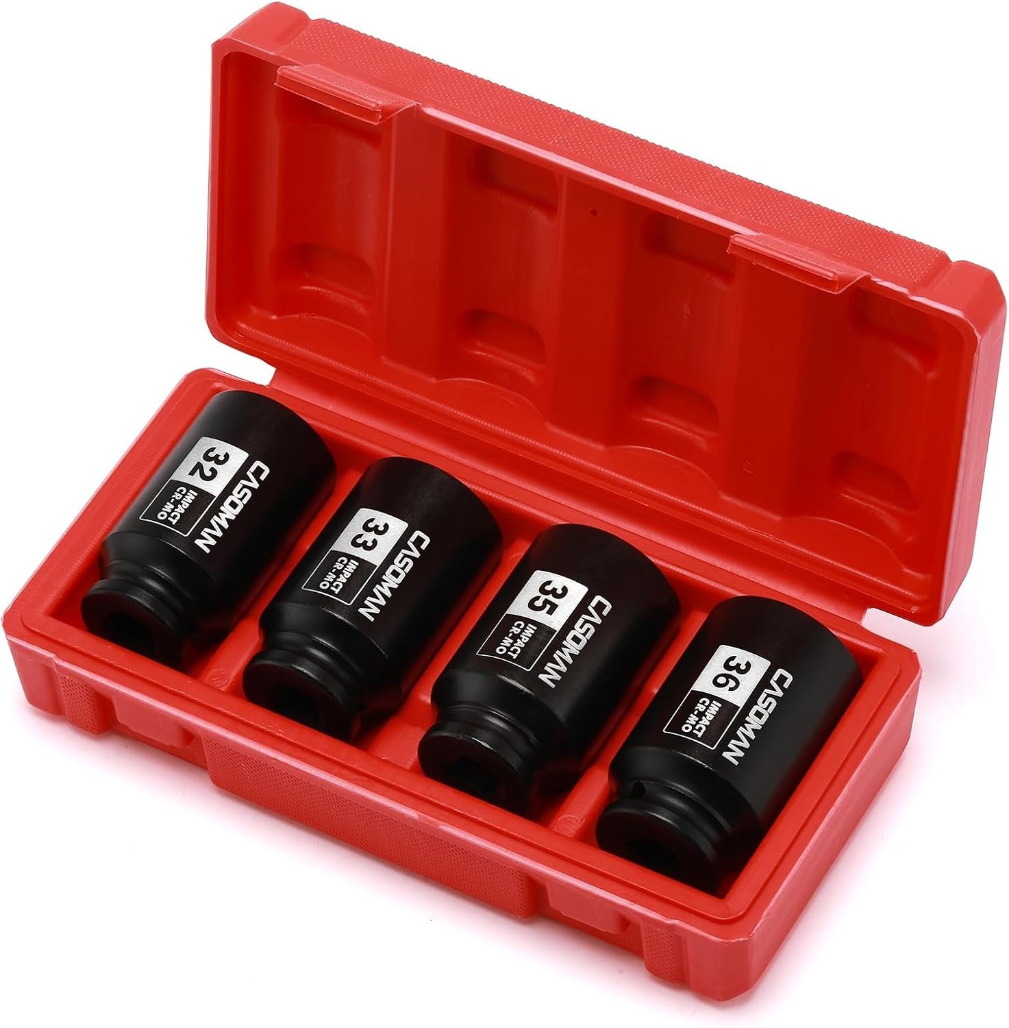 1/2» Drive Deep Spindle Axle Nut Impact Socket Set, 6 Point, CR-MO,32,33,35,…