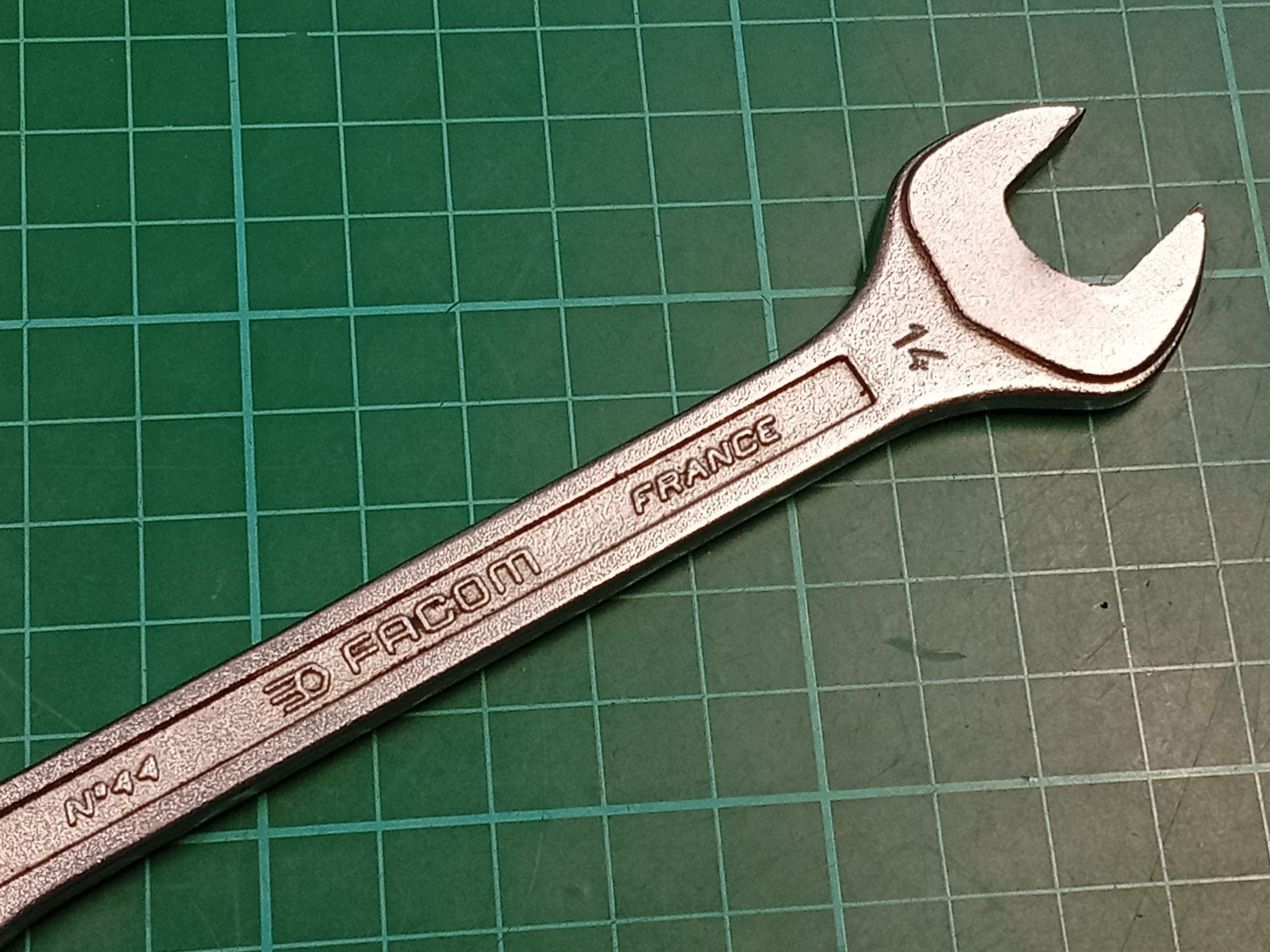 Facom No44, 14mm x 15mm, Vanachrome, Open Ended Spanner, Made In France