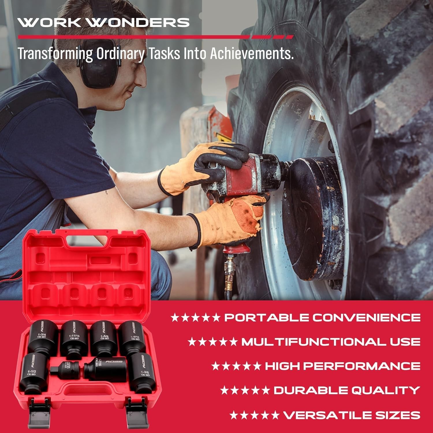 8-Piece 1/2″ Drive SAE Deep Impact Socket Set
