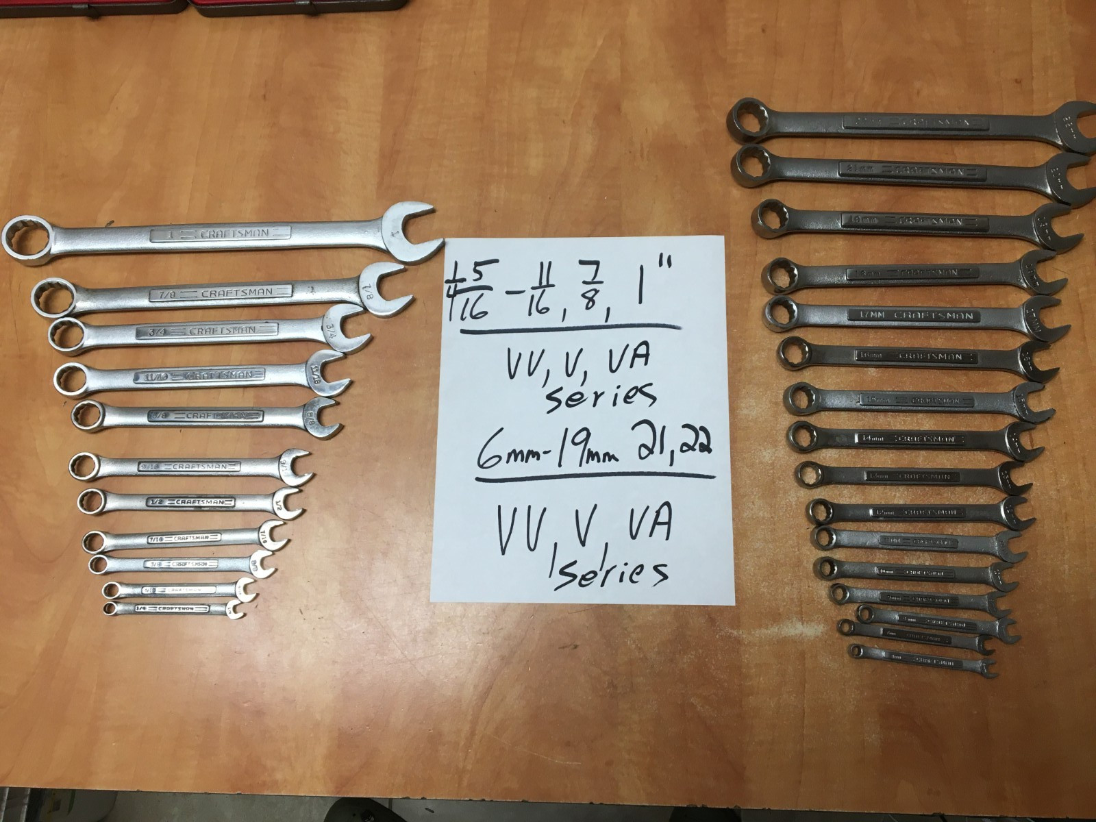 Craftsman USA 27pc Metric & SAE Combination Wrench 12 Point 6mm-22mm 1/4-1″