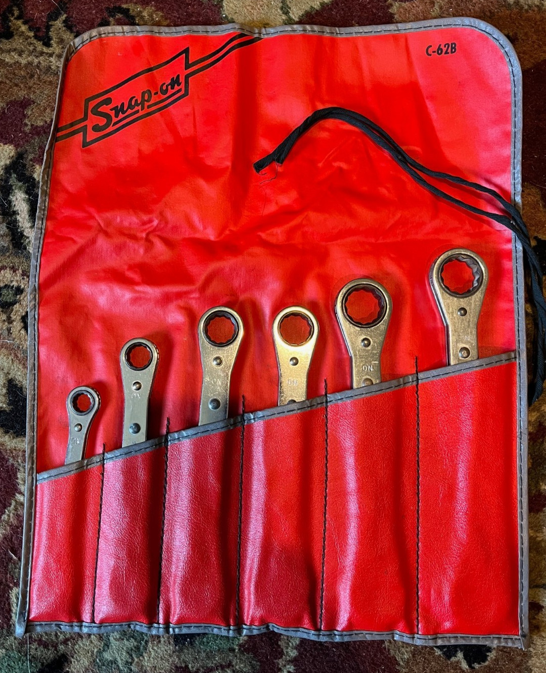 Snap-on 12 Point Double Box End Ratcheting Wrench Set 6Pcs SAE 3/8″-15/16″ USA