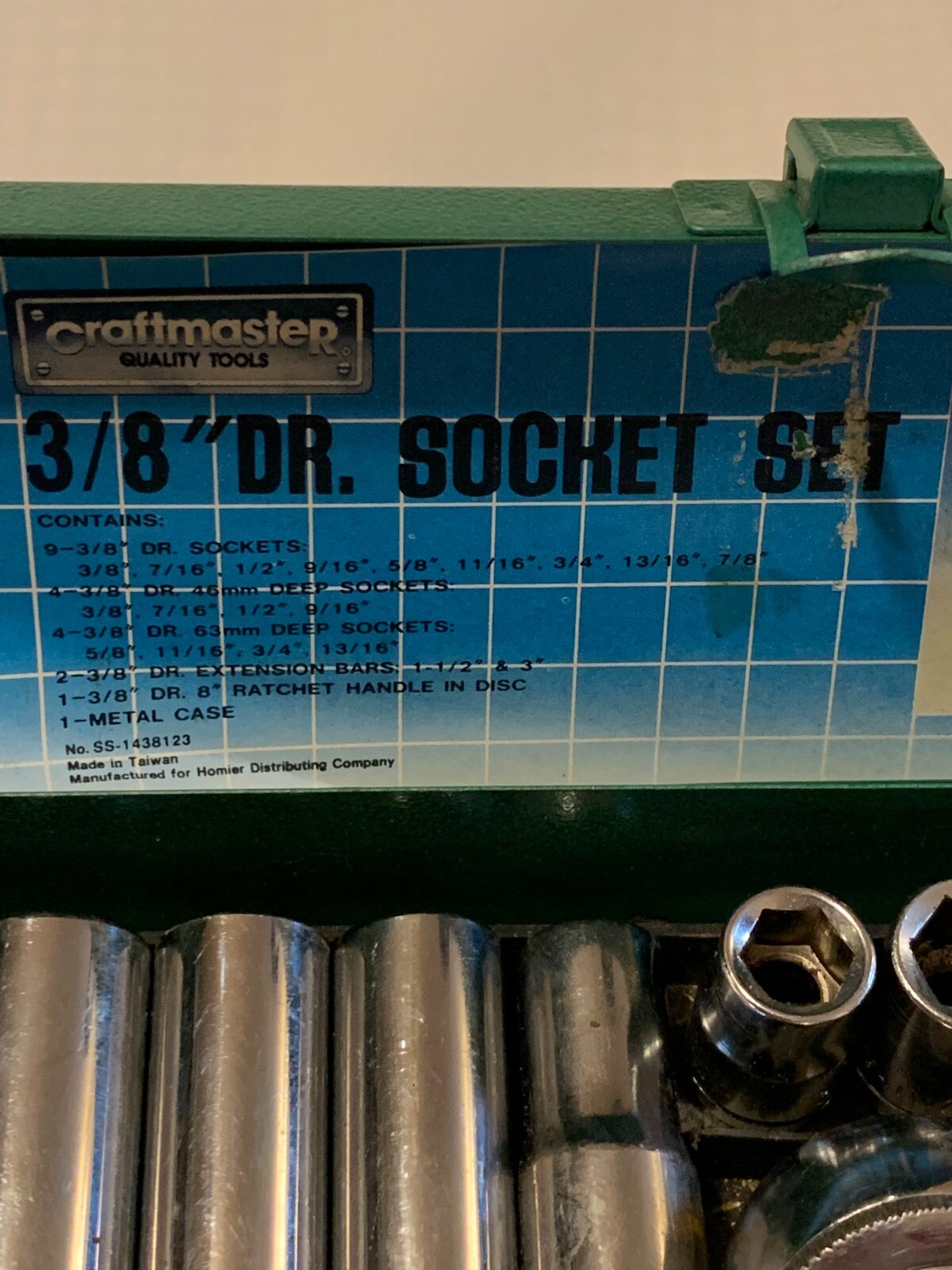 CRAFTMASTER 3/8″ SAE Chrome Vanadium 6-Point Deep Socket Set Taiwan