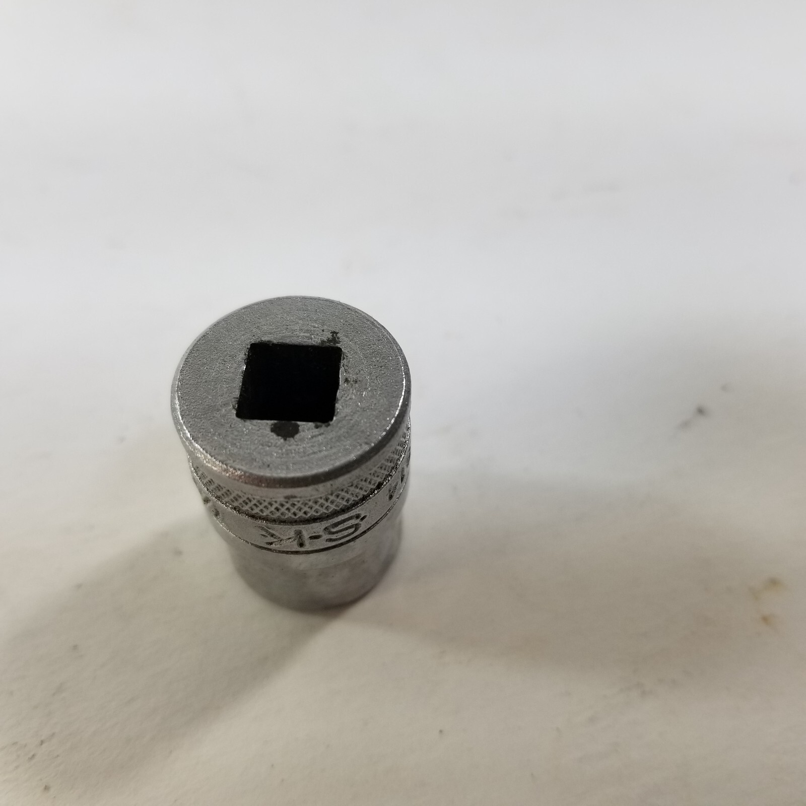 Vintage S-K 40914 7/16in. 6pt 1/4 dr. Knurled Shallow Socket USA Made