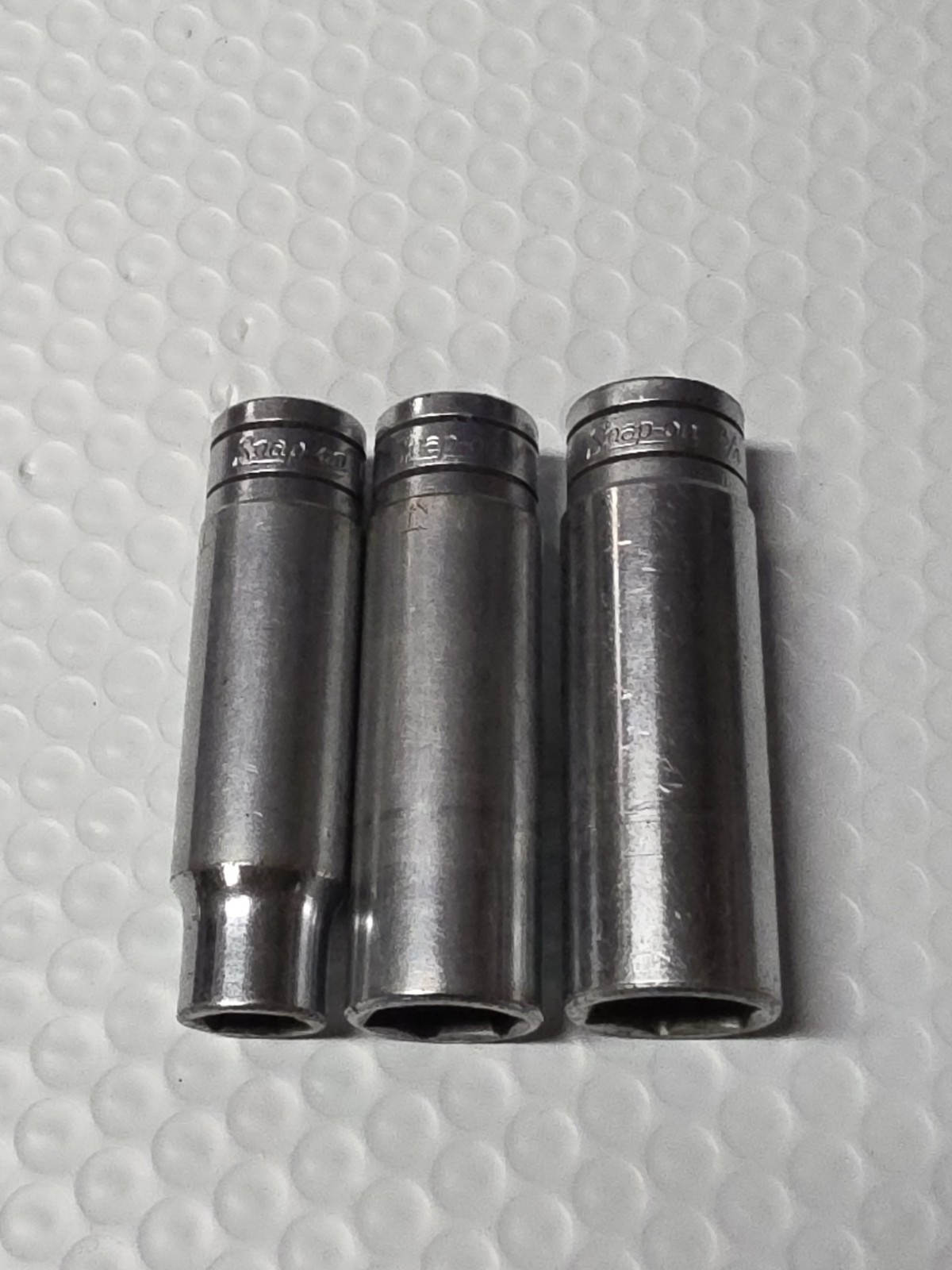 Snap-on 3/8 Drive TS SAE 3/4, 11/16, & 1/2 6 Point Sockets.