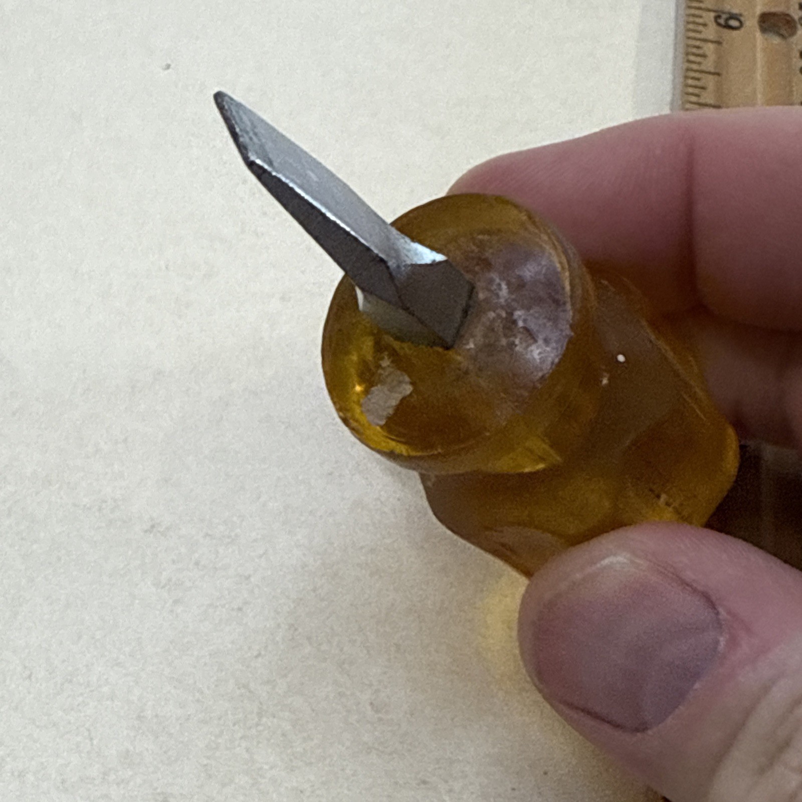 Vintage INDESTRO Amber 3721 Square Shank 1-1/4″ Stubby Flathead Screwdriver old
