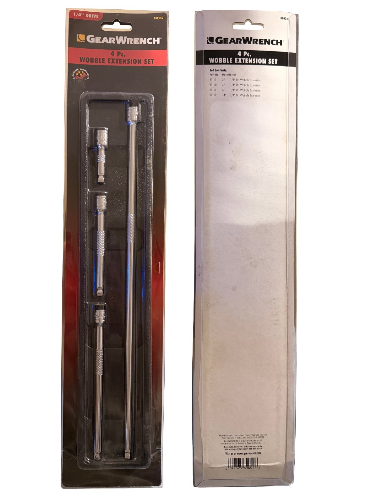 GearWrench 4 pc Wobble Extension Set 1/4″ Drive 81004D
