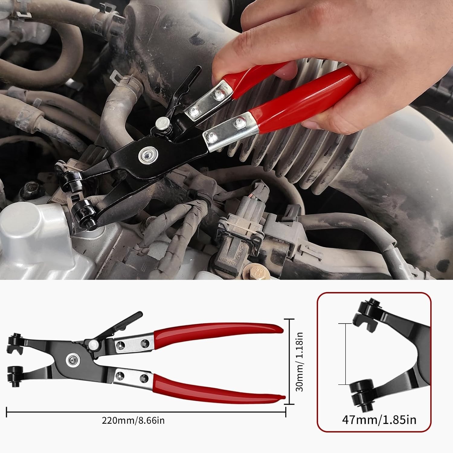 4PCS Hose Clamp Pliers Set – Includes 27″ Long Wire Spring Plier, Clic-R Typ…