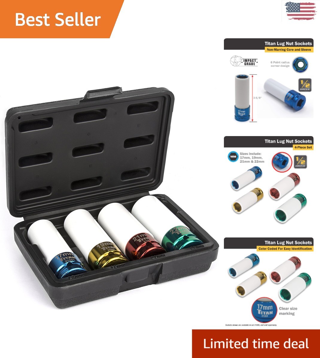 4-Piece 1/2-Inch Drive Non-Marring Impact Lug Nut Socket Set – Chrome-Moly Steel