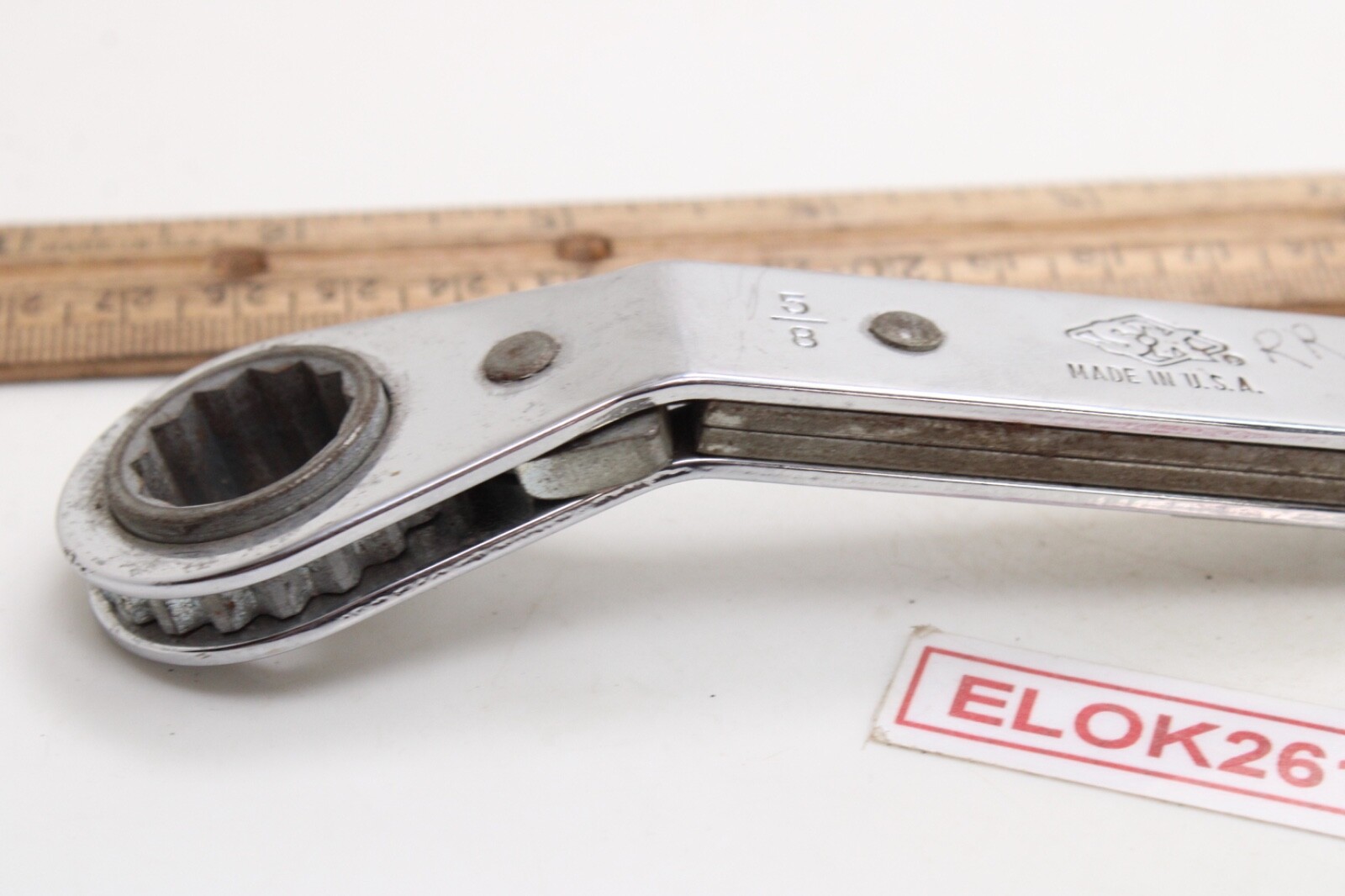 S-K 87020 5/8″ x 3/4″ 12 Point SAE Ratcheting Box End Wrench 15° Offset USA