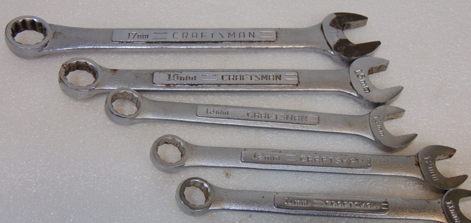 Vintage Craftsman Metric Combination Wrench Set 10 Pieces Made in USA 6 – 17mm