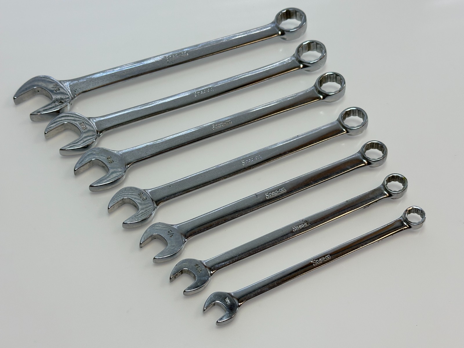 🇺🇸 Snap On Tools USA 7pc 12-Point SAE Combination Wrench Set (3/8–3/4″) OEX707