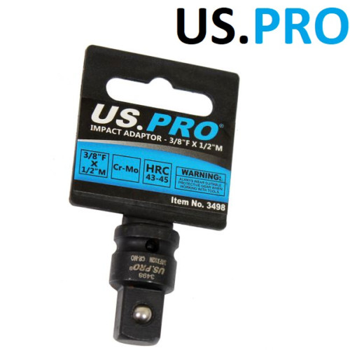 Impact Socket Adaptor Step Up 3/8 Inch F to 1/2 Inch M US Pro 3498