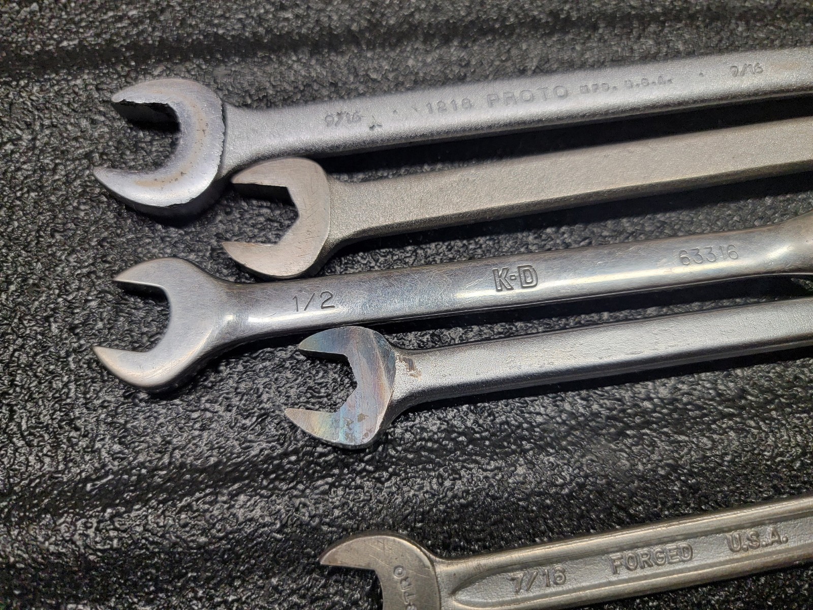 Vintage USA SAE combination wrench lot Proto Bonney K-D Indestro 8 Piece