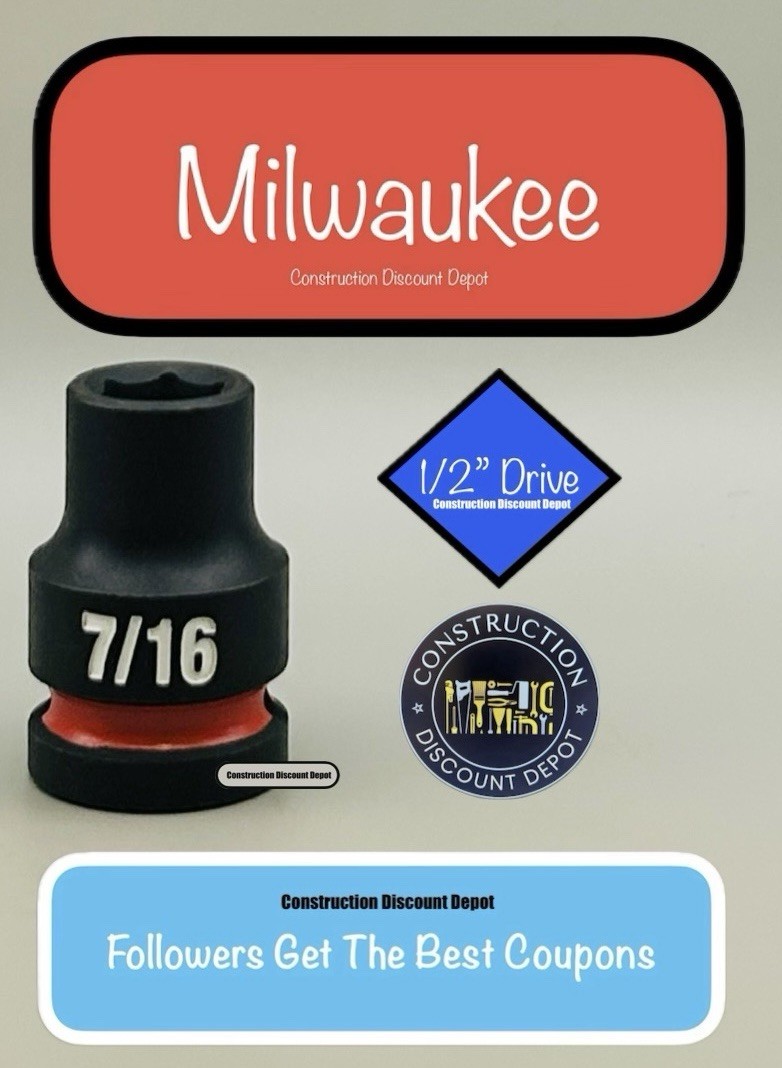 Milwaukee 49-66-6201 7/16 In. Shockwave Impact Duty 1/2″ Drive Shallow Socket