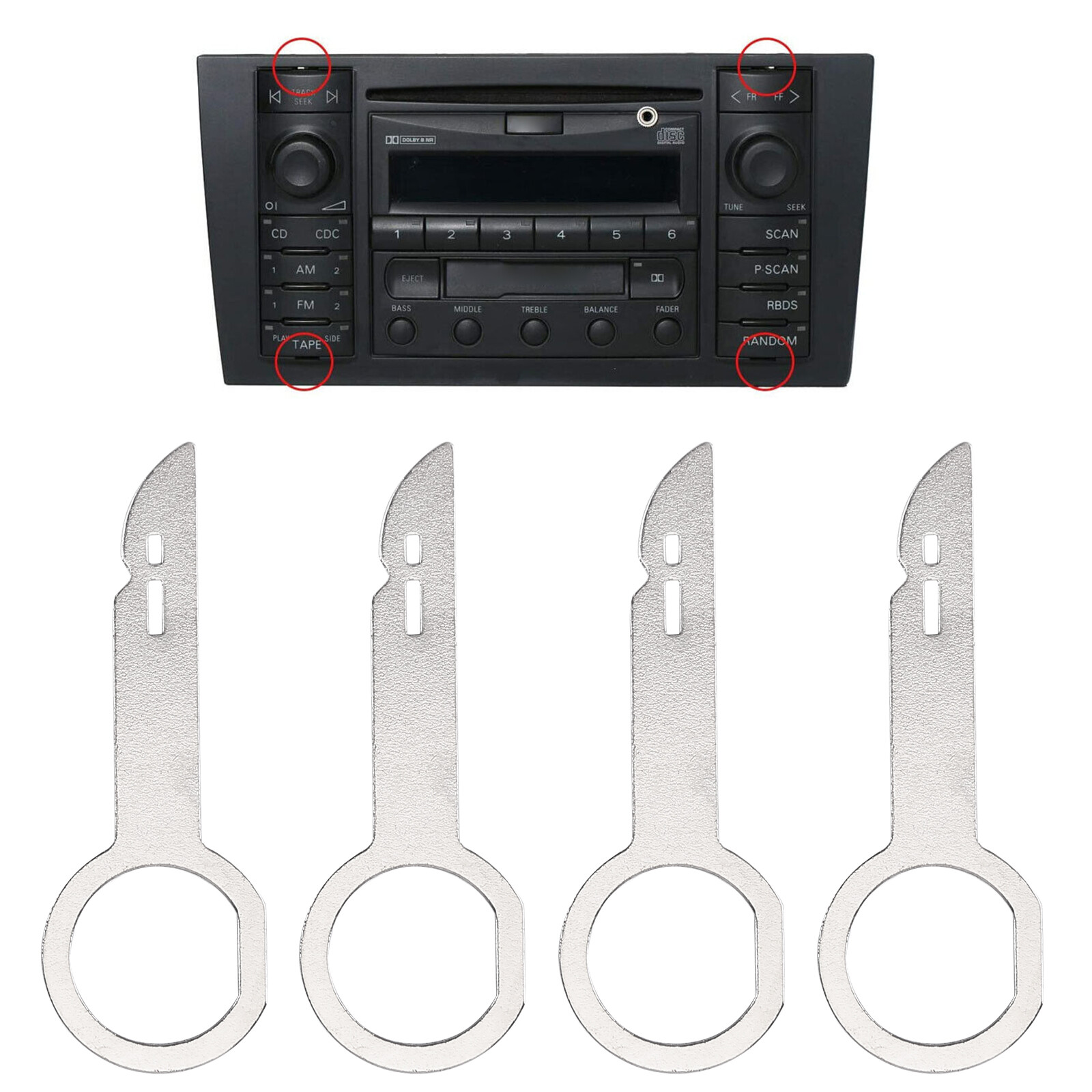 4PCS Car Radio Stereo Removal Release Tool Keys Set For Ford Audi Benz VW BMW