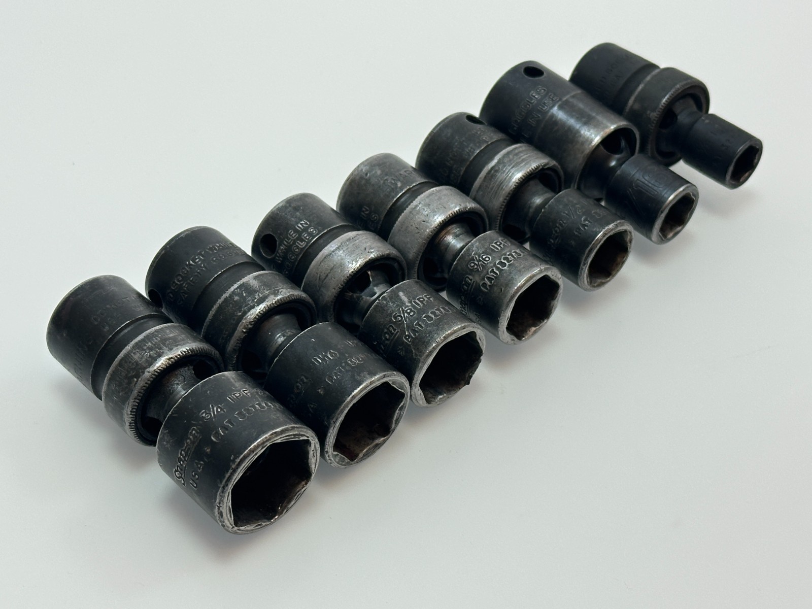 🇺🇸Snap-on Tools USA 7pc Swivel Impact Socket Set 3/8 Dr SAE 3/8-3/4, IPF 12-24