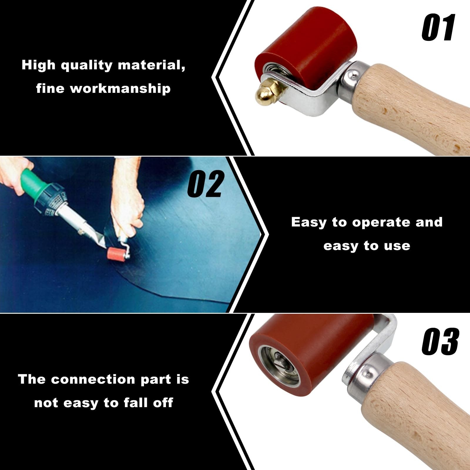40mm Silicone Seam Roller & 6mm Brass Detail Roller Tool for PVC/TPO Roofing