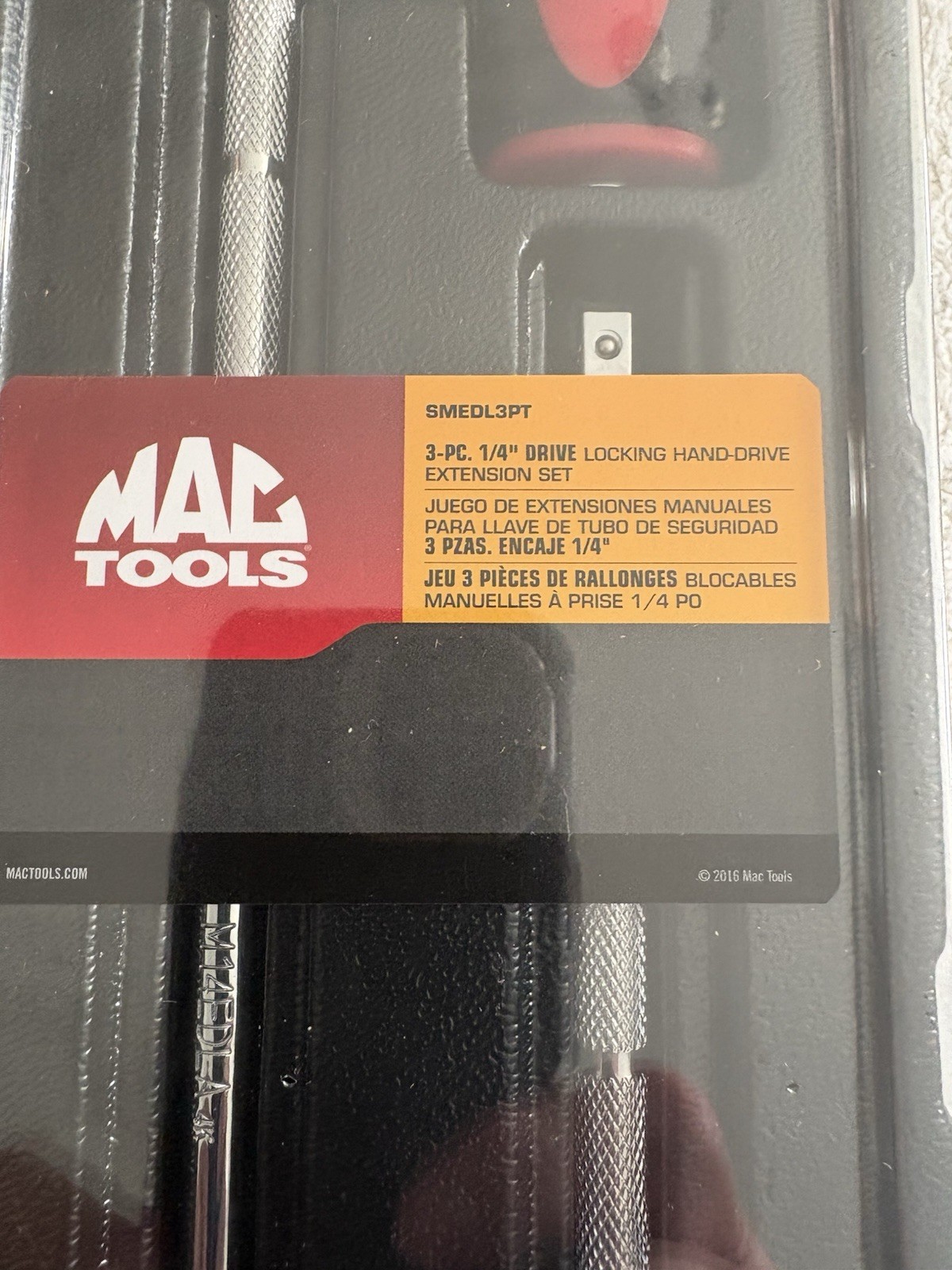 Mac Tools 3 Pc. 1/4” Drive Locking Hand Drive Extension Set w/Tray – LAST ONE