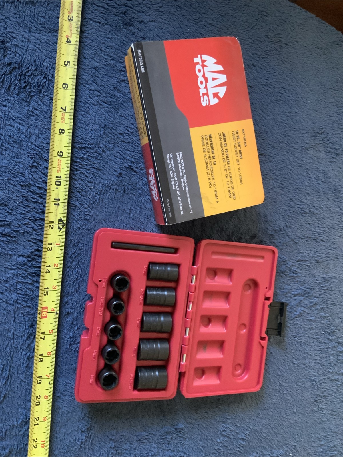 Mac Tools 10pc 3/8” Drive Twist Socket Set, 10-19mm…sxt10lra…