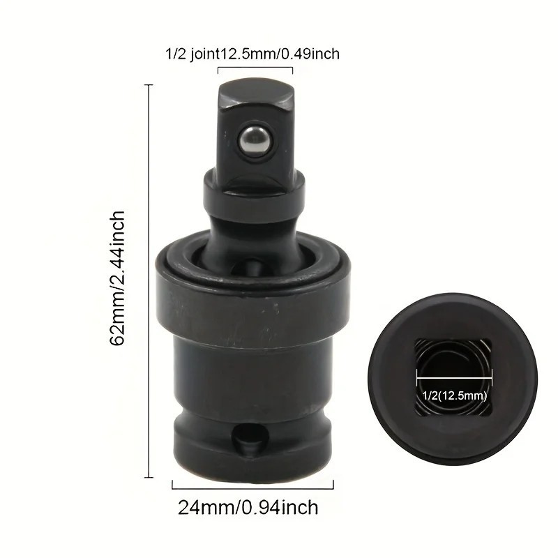 1/2in Impact Universal Joint Socket Adapter 360 Swivel Wobble Extension UJ Tool