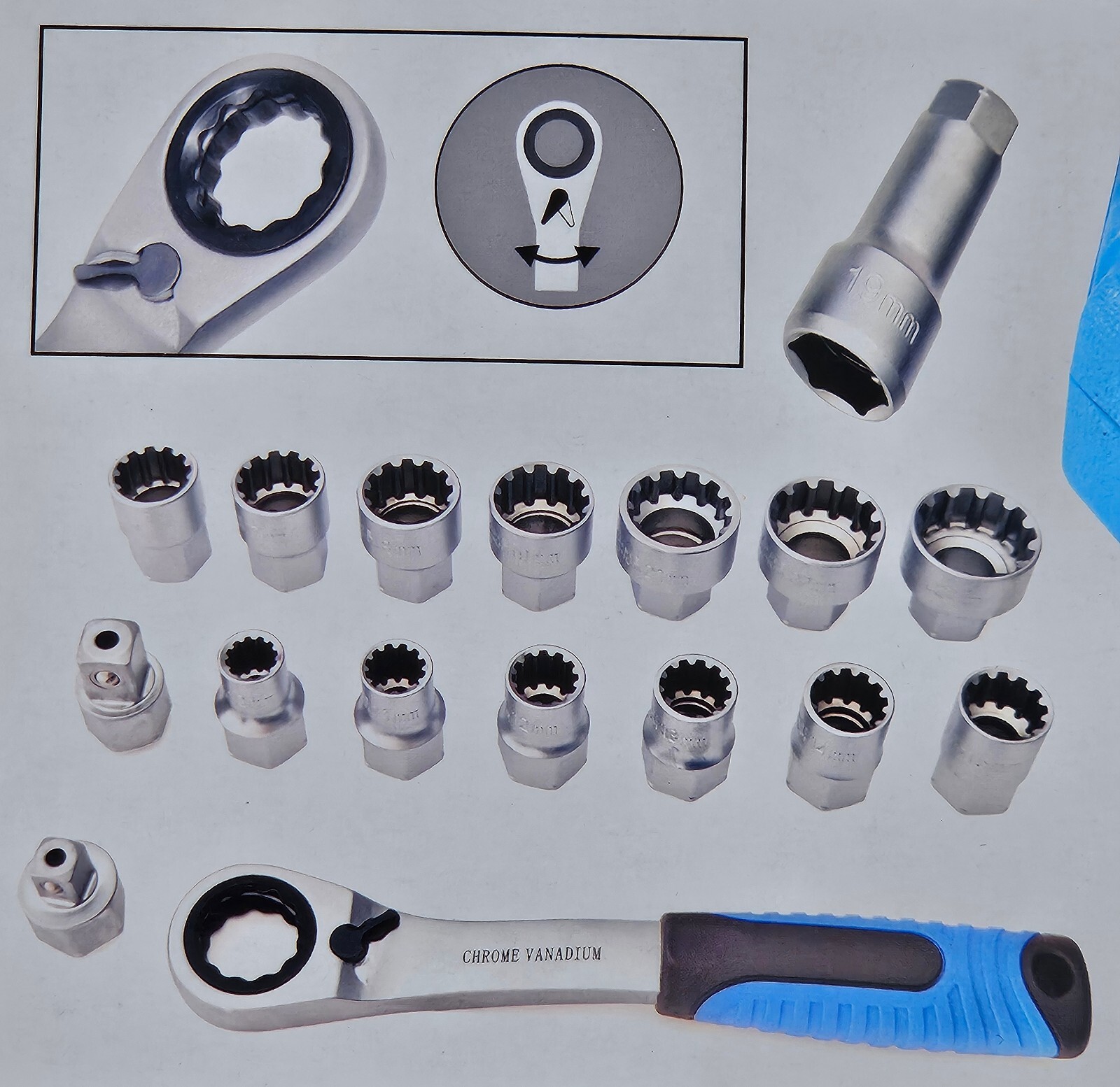 17pc Metric 3/8″ and 1/2″ Driver Go Through Pass-Go-Thru SOCKET Ratcheting SET