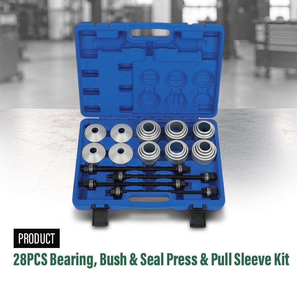 28pcs Universal Press Pull Sleeve Kit Remove Install Bushings Bearings Seal Tool