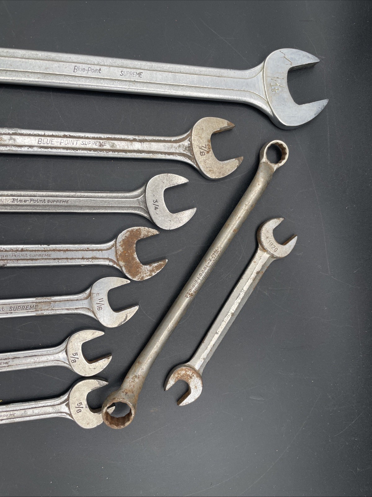 Vintage 9-Piece Blue-Point Supreme Wrench Lot Various Sizes Made in USA