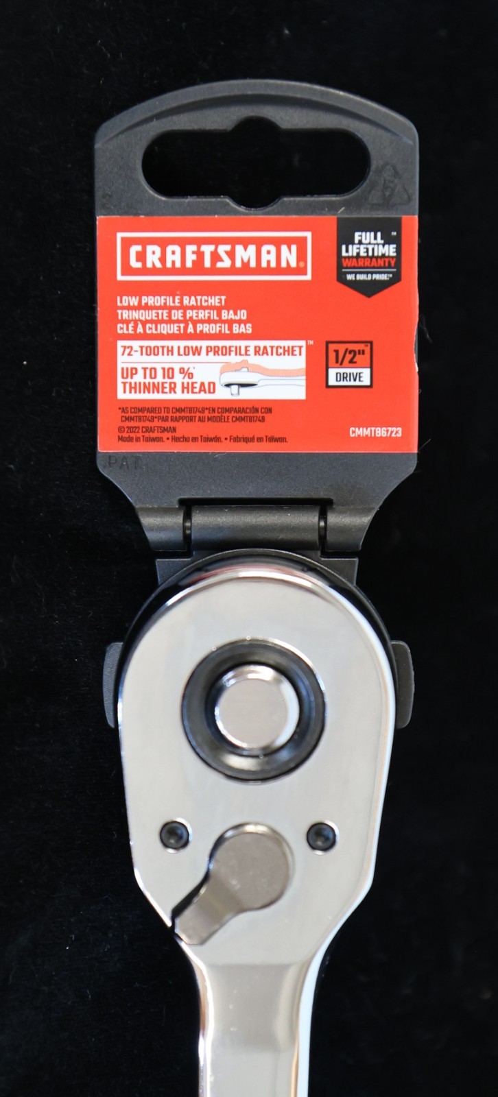 CRAFTSMAN 72 -Tooth 1/2-in Drive Full Polish Handle Ratchet CMMT86723