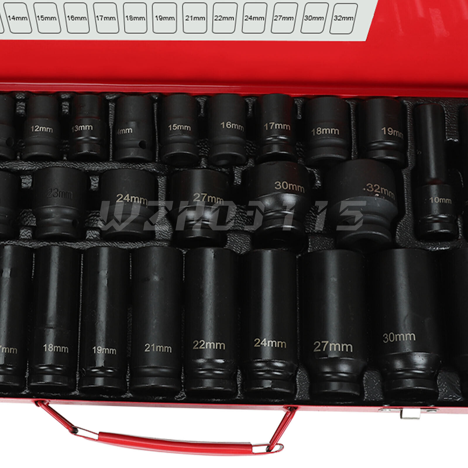 35pcs 1/2″ Inch Deep Impact Socket Set Drive 8-32mm Metric Garage Sae With Case