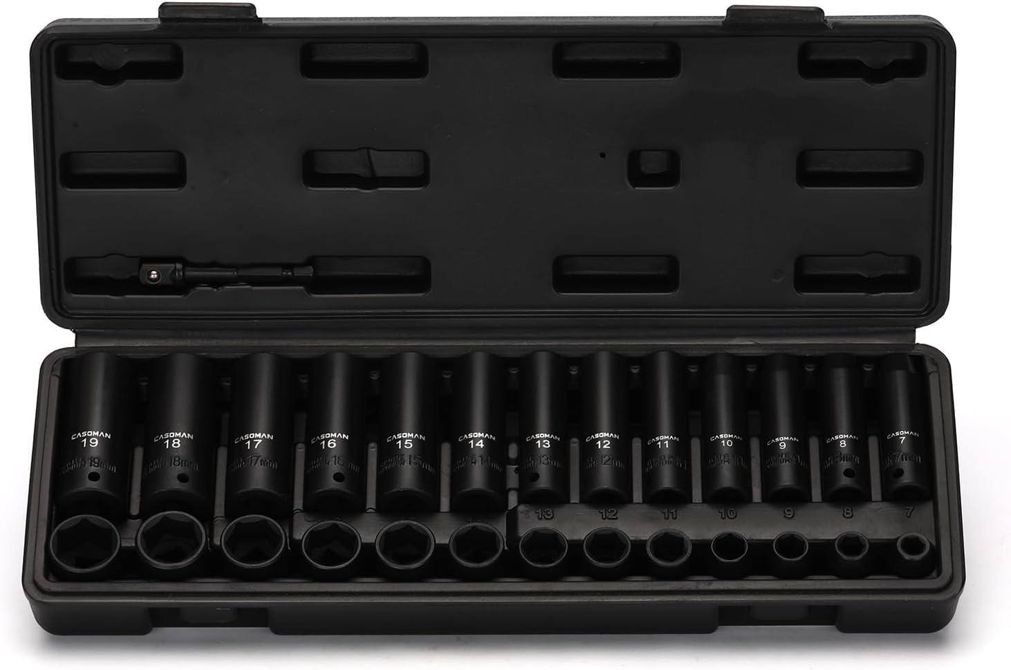 27 PCS 3/8″ Drive Impact Socket Set Deep&Shallow Metric 7mm-19mm 6 Point CR-V