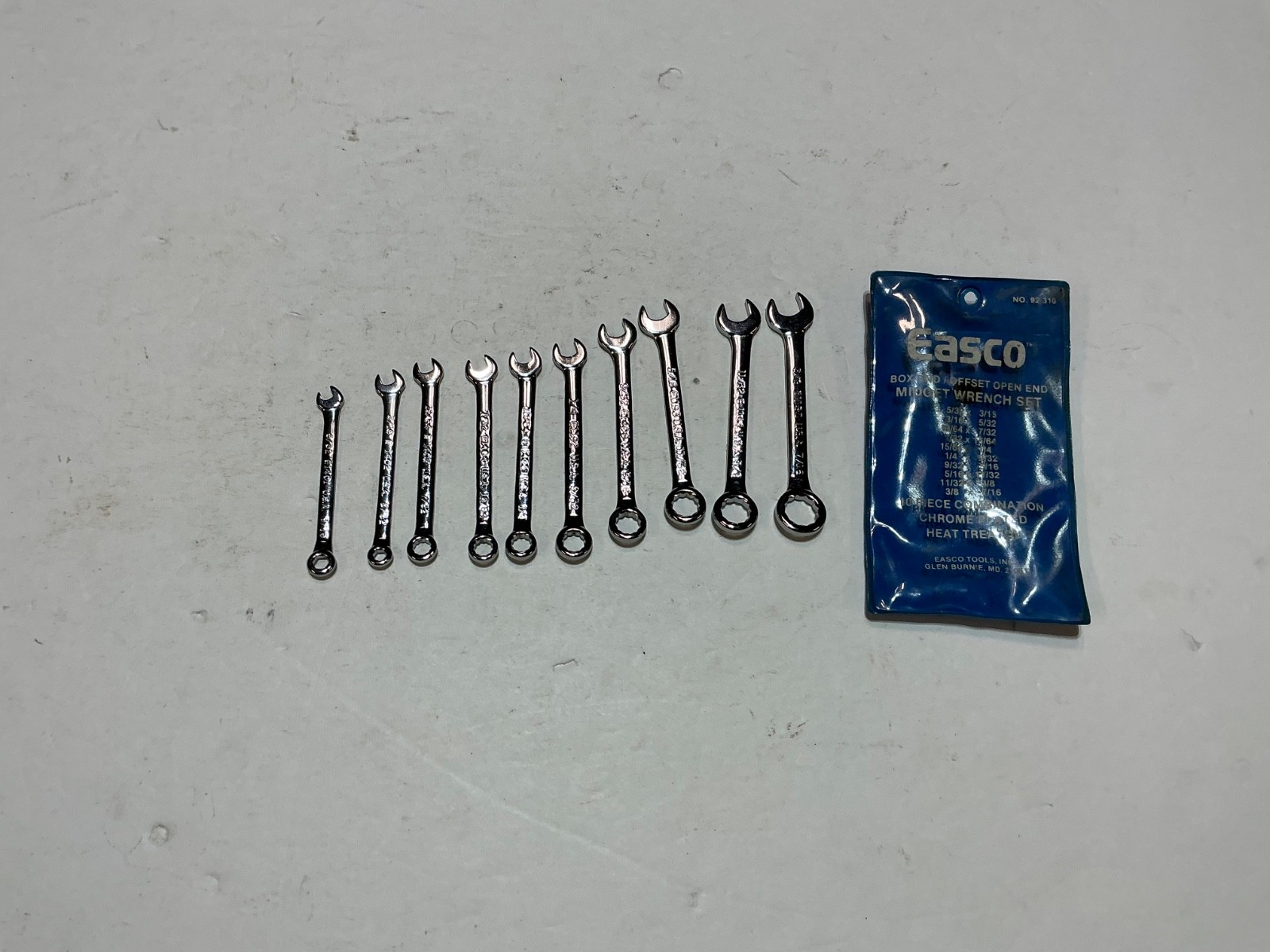 Vtg Easco 10 pc ignition wrench set SAE 92 310 USA made