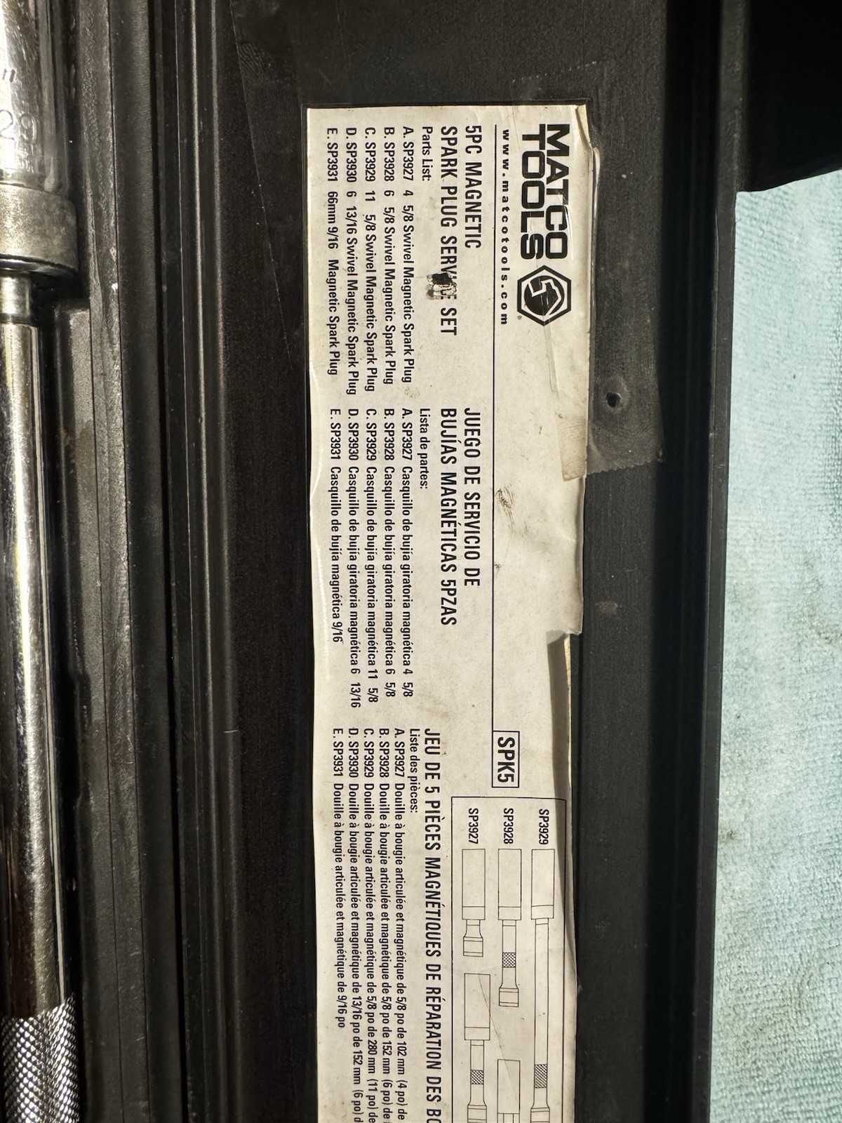 Matco Tools SPK5M Magnetic 5pc Spark Plug Service Set with Case