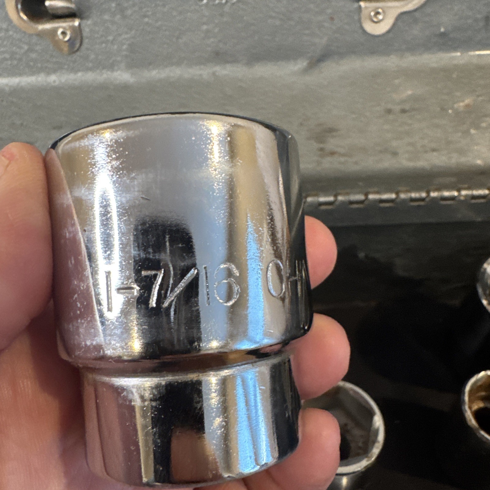 Lot of 15 China 3/4″ Drive Sockets 7/8- 2″ sockets In Vtg Craftsman Box 6516.