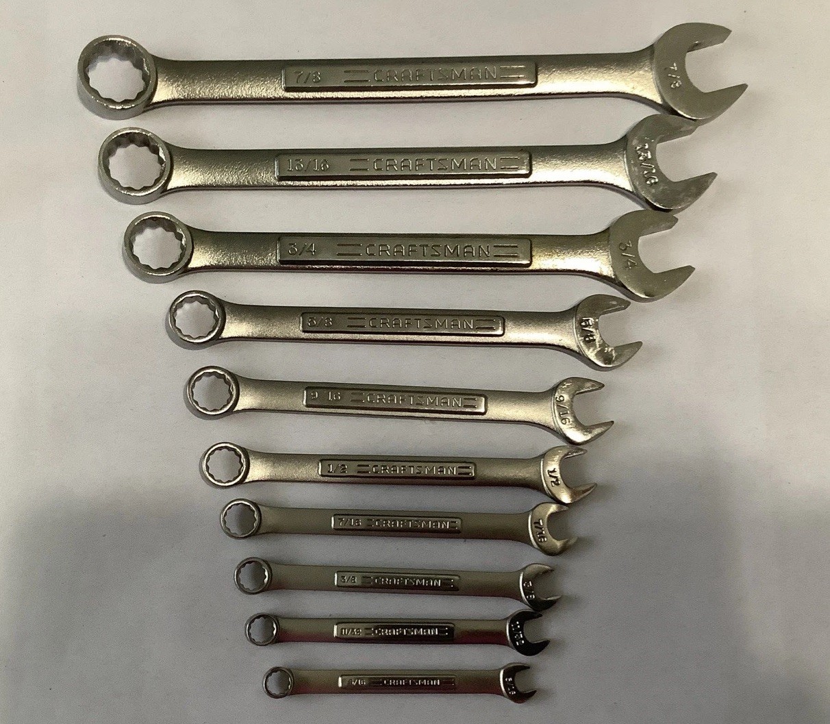 Craftsman 10pc SAE 5/16-7/8 Combination Wrench Set VA Series 12pt USA