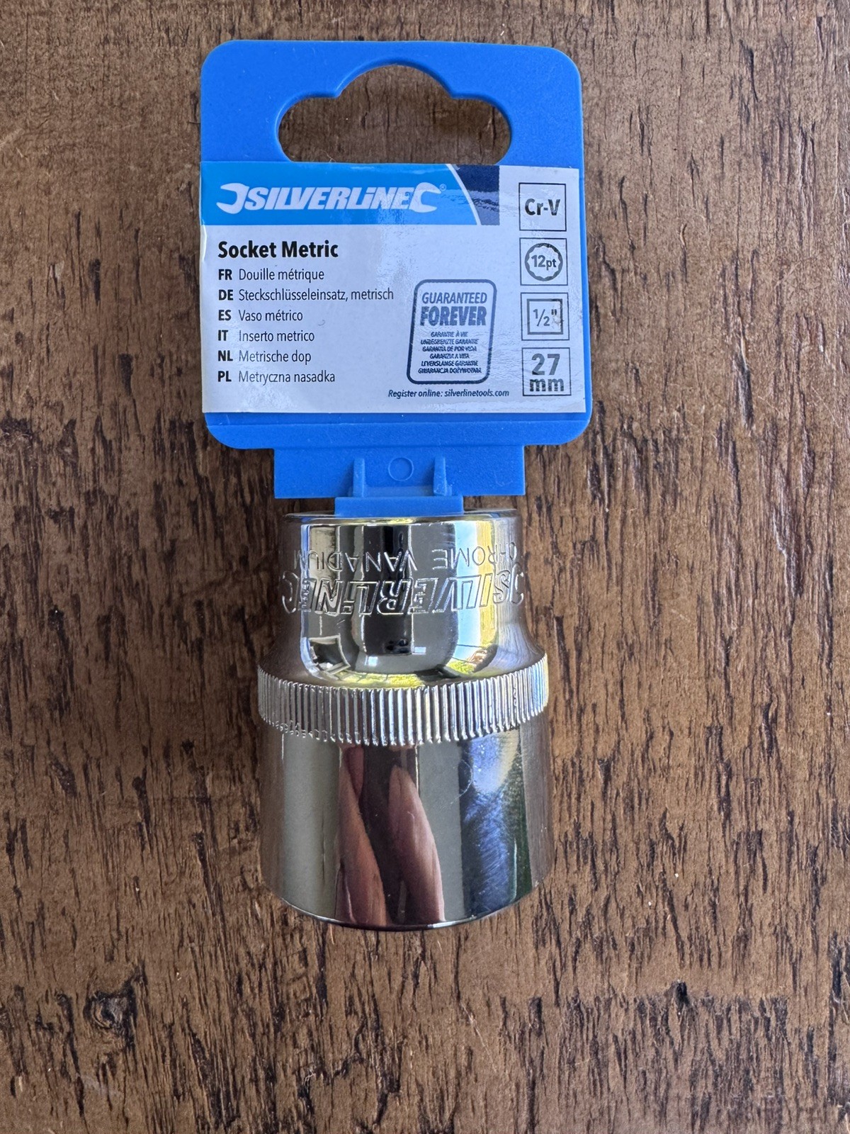 Silverline Metric Socket, 27mm, 1/2″ drive, 12pt (bi-hex) socket