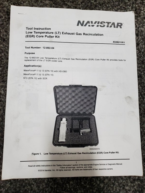 NAVISTAR 12-892-04 Low Temperature EGR Core Puller Tool – FREE SHIPPING