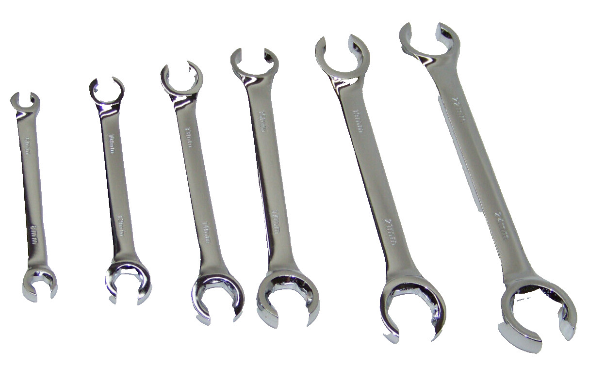 6pcs Flare Nut Wrench Metric 6, 8, 10, 12, 13, 14, 15, 17, 19, 21, 22, 24 set