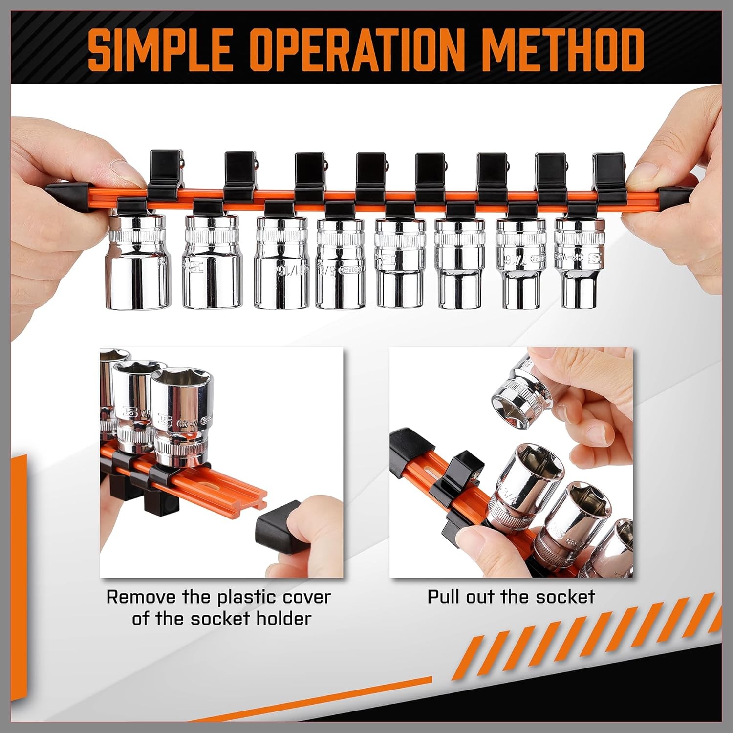 6Pcs Double Sided Socket Organizer, 1/4-Inch, 3/8-Inch, 1/2-Inch