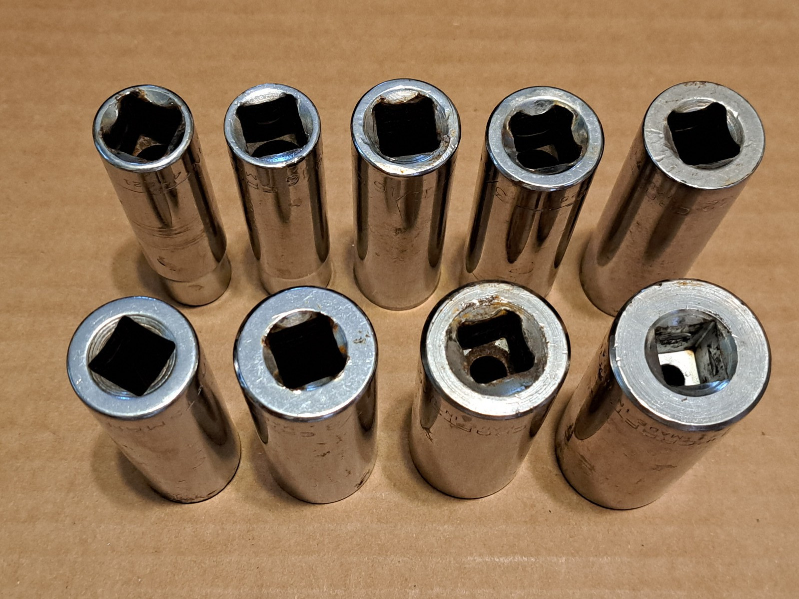 VINTAGE CRAFTSMAN 9PCS DEEP SOCKET SET, 1/2 – 1″, 1/2″ DRIVE 12 POINT, SAE INCH