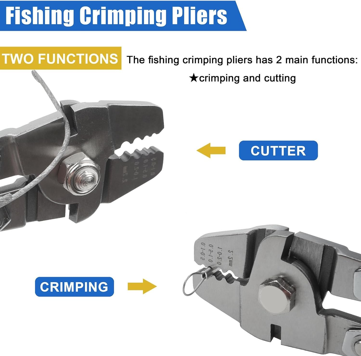 Fishing Crimping Tool Kit, Pliers Wire Rope Silver Blue