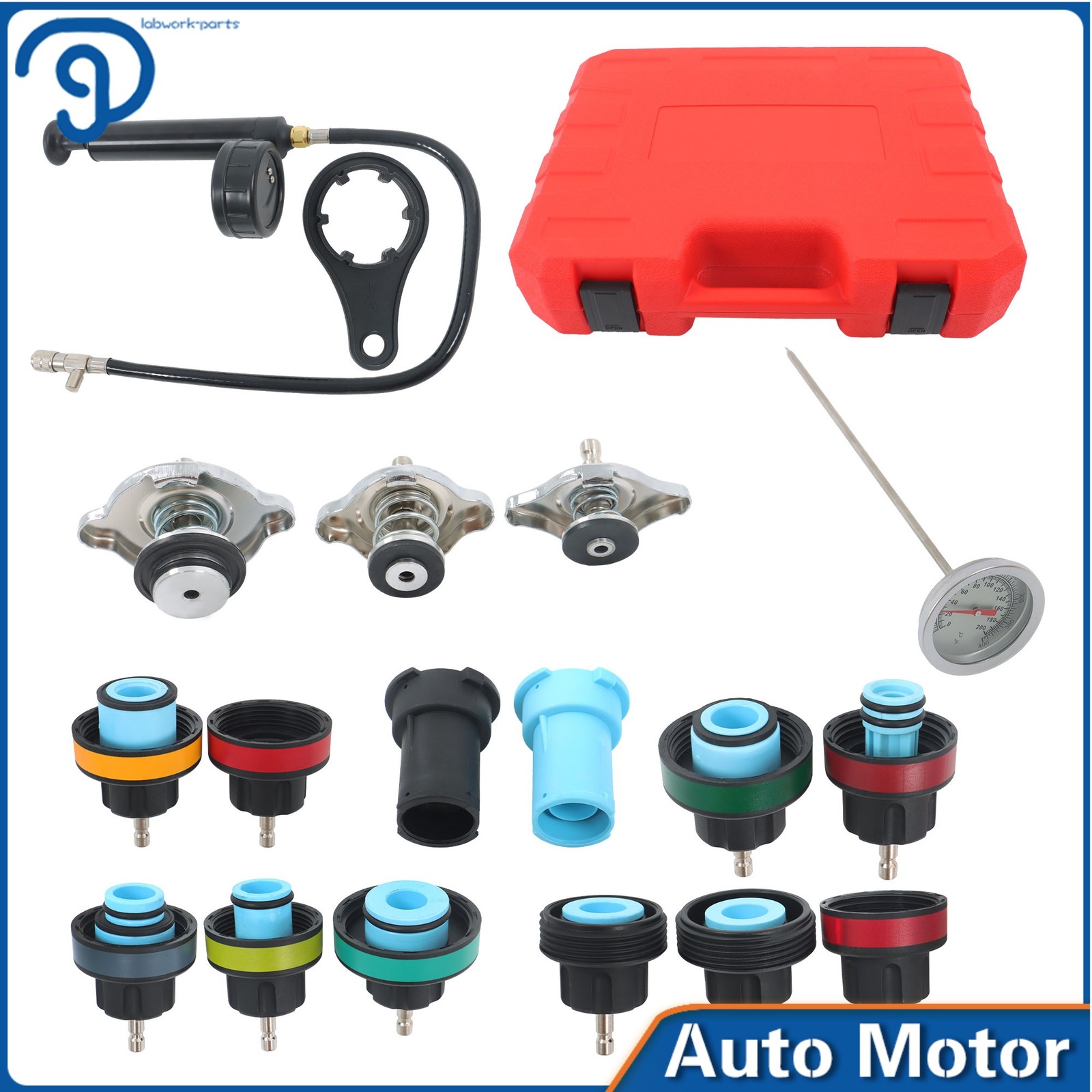 Radiator Cooling System 18pcs Pressure Tester Gasket Water Tank Leak Adapter Set