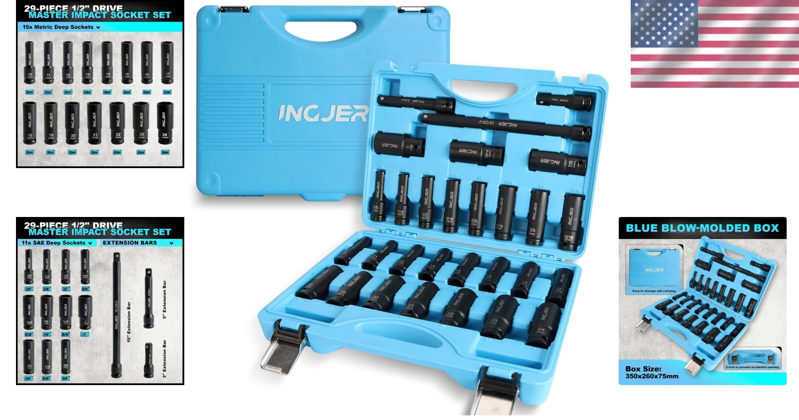 Complete 1/2″ 29PCS Impact Socket Set – Chrome Molybdenum, Corrosion Resistant